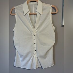 Elie Tahari NWT White Sleeveless Ruched Blouse - Small